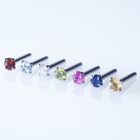 天然アクアマリン サージカルステンレス ピアス 一粒 立爪 3月誕生石